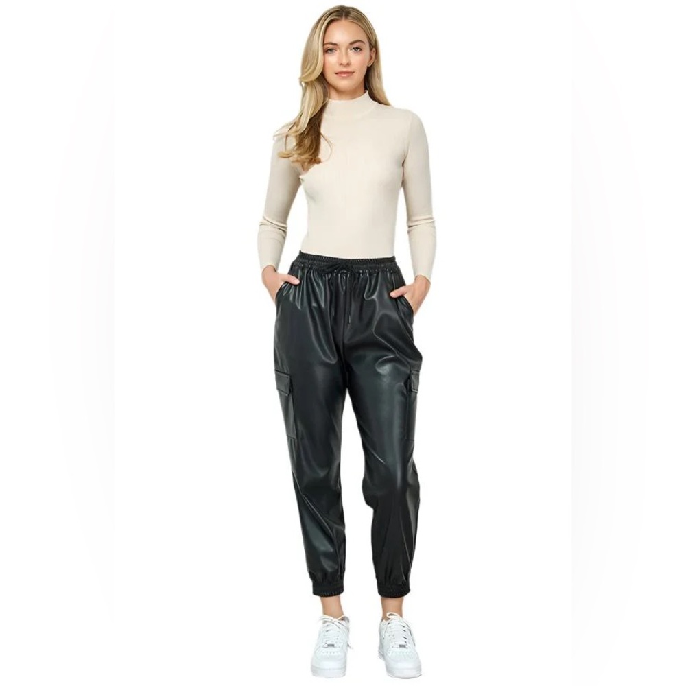 PU LEATHER JOGGERS SMALL